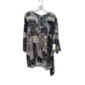Unity‎ World Wear Womens 3X Black Quilt Paisley Tunic V-Neck Necklace Boho